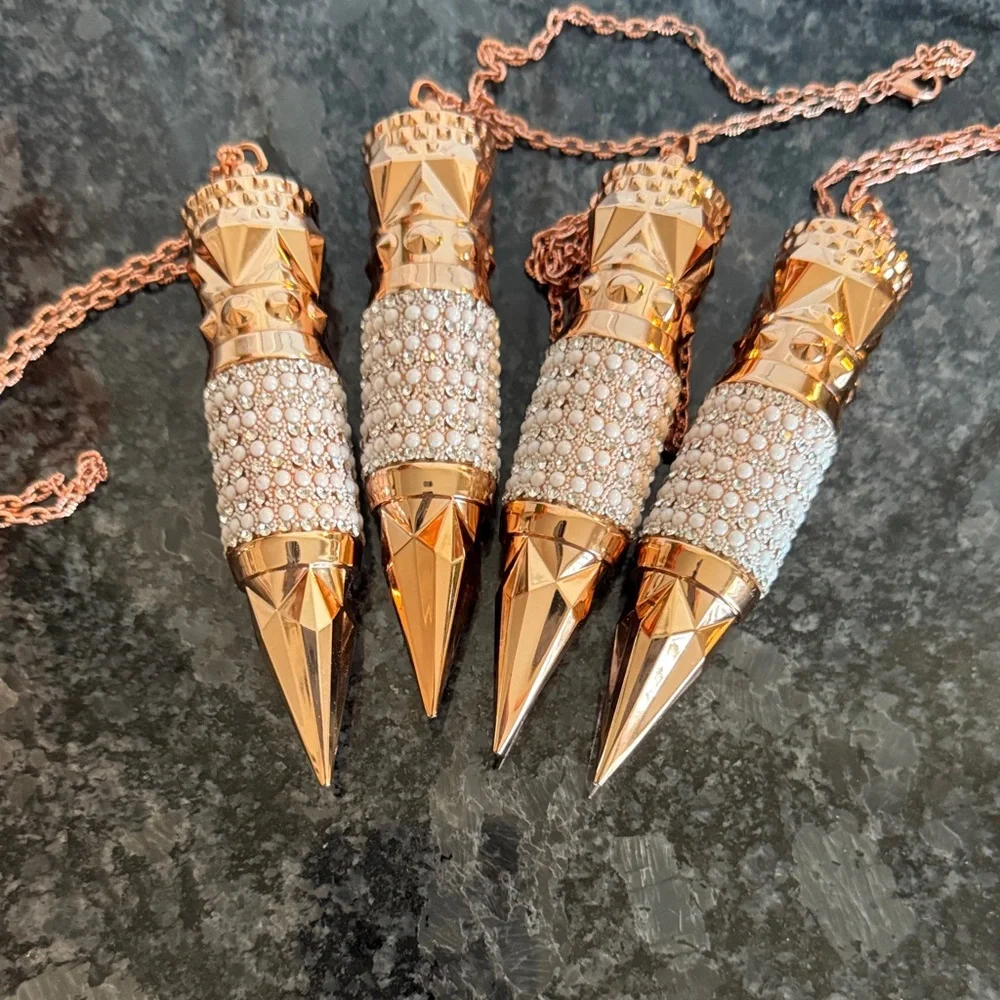 Rose Gold Spike Pendant Necklace with Crystal Pavé Accent - Women Jewelry